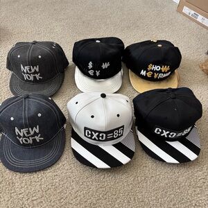 Lot of 6 Unbranded Adjustable Hats Caps Mixed Styles Streetwear – New